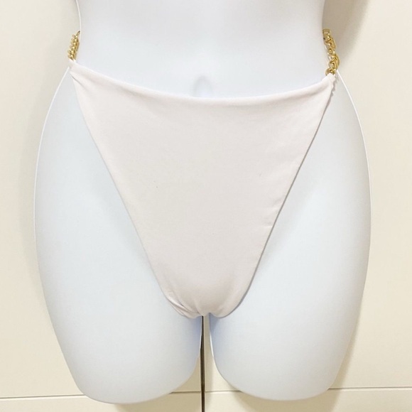 White Bikini with Gold Metal Strap Accents Womens Size Large - Picture 5 of 5